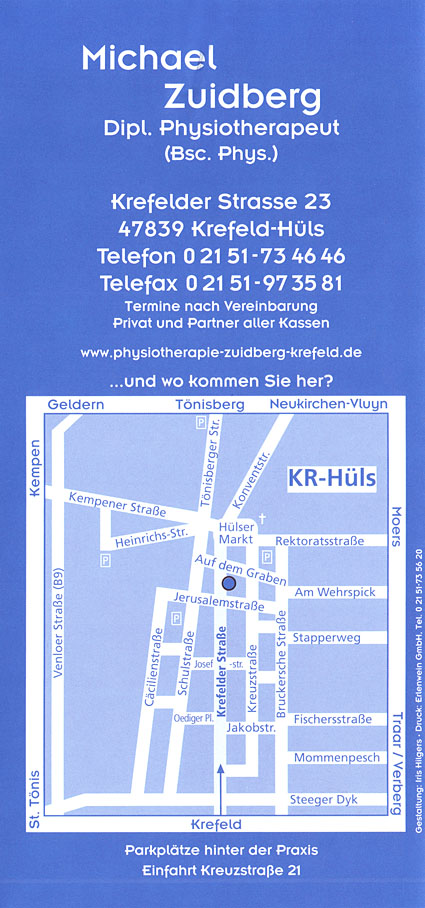 Patienteninformation - Michael Zuidberg Physiotherapie GmbH in 47839 Krefeld