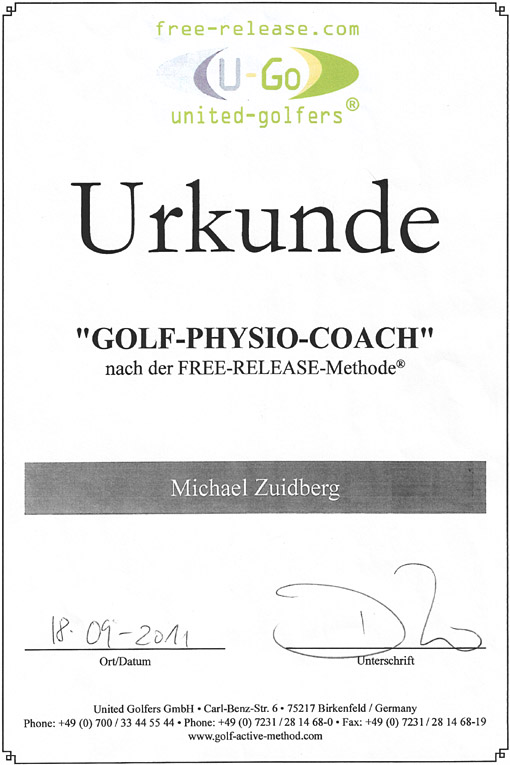 Urkunde - Michael Zuidberg Physiotherapie UG in 47839 Krefeld